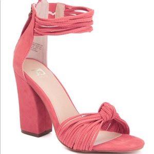 Strappy Pink Block Heels